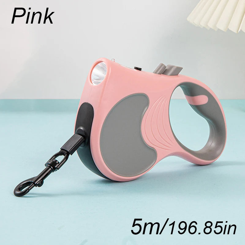 5M Dog Leash for Small Dogs Cat with Lights for Small Medium Large Dogs Cats Automatic Retractable Durable Pet Supplies