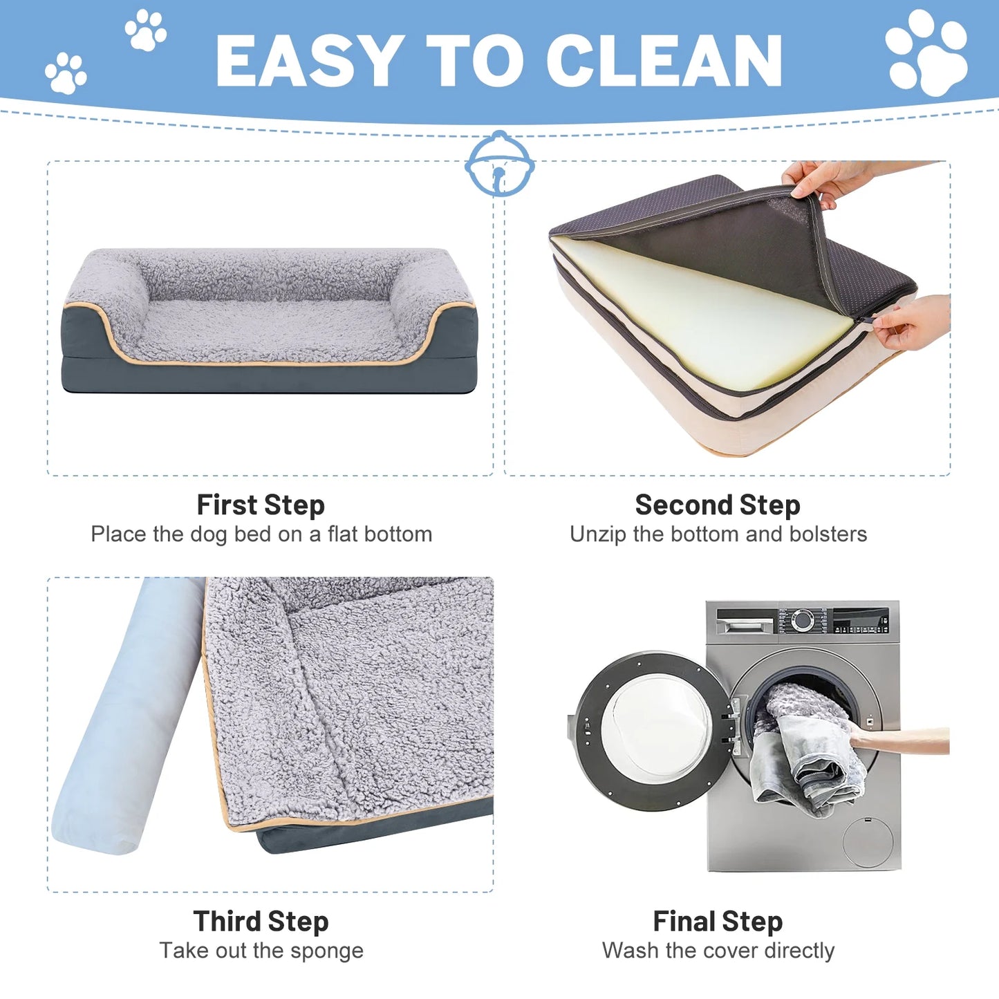Dog Bed for Large Medium Small Dogs Orthopedic Dog Sofa Bed Non Slip Pet Couch with Removable Washable Cover Supportive Egg Crate Foam S to XL, Dark Gray