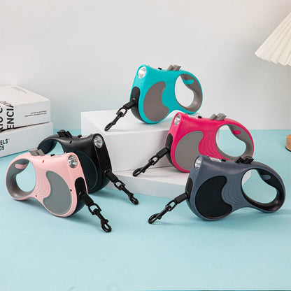 5M Dog Leash for Small Dogs Cat with Lights for Small Medium Large Dogs Cats Automatic Retractable Durable Pet Supplies