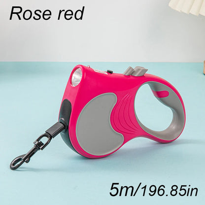 5M Dog Leash for Small Dogs Cat with Lights for Small Medium Large Dogs Cats Automatic Retractable Durable Pet Supplies